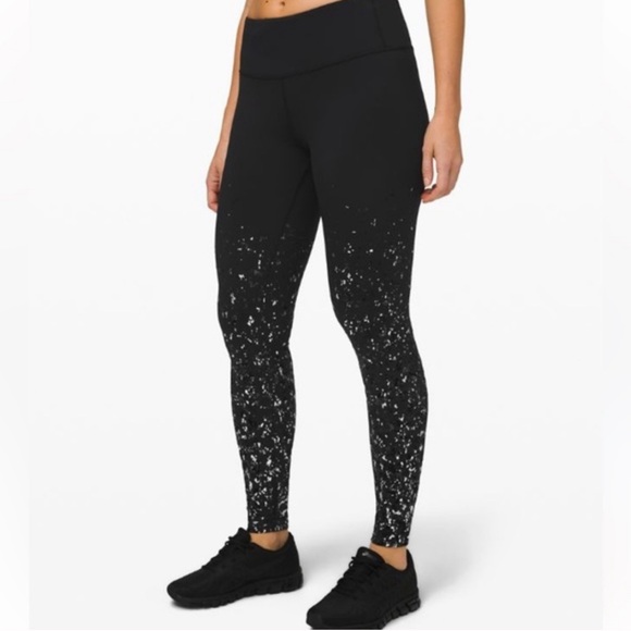 Lululemon Speed Wunder Mid Rise Speckle Shine Black and Silver Size 2 - Picture 1 of 9